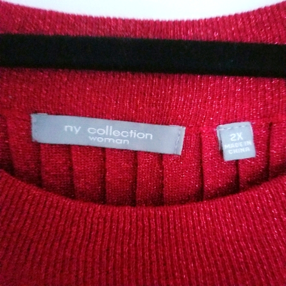 NY Collection Women's Top Red Size 2X - Picture 2 of 4